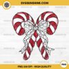 Retro Coquette Bow Candy Cane Christmas PNG