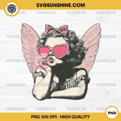 Retro Cupid Valentine Day PNG, Cupid Blowing Bubble PNG