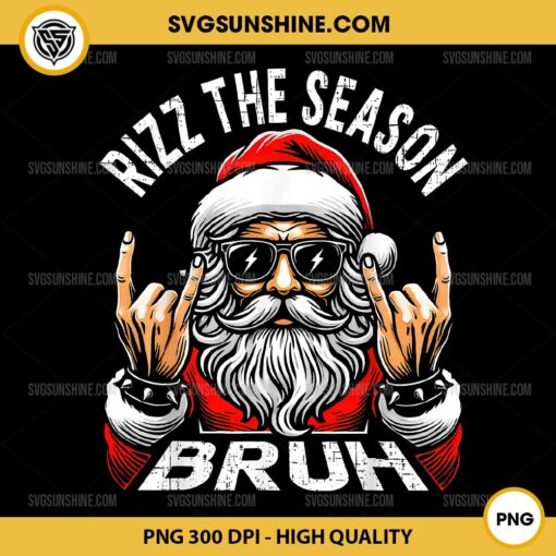 Rizz The Season Bruh Christmas PNG, Rizzmas Santa Claus Rizzler PNG