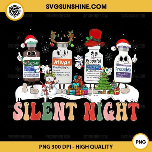 Silent Night Nurse Christmas PNG, ICU Nurse Christmas PNG, Santa's Helpers Silent Night, Anesthesiologist PNG 1