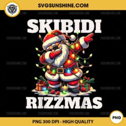 Skibidi Rizzmas PNG, Funny Santa Claus Christmas Lights PNG, Rizz Christmas Santa PNG