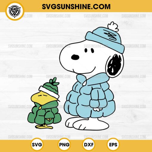 Snoopy and Woodstock In Puffer Coats SVG PNG File