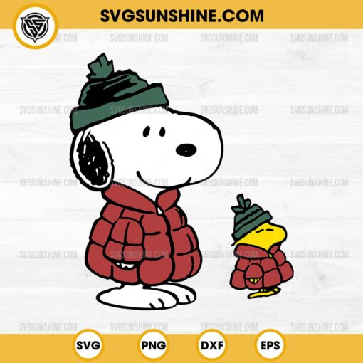 Snoopy and Woodstock Puffer Jacket Christmas SVG, Snoopy Puffer Coat SVG