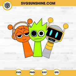 Sprunki Sound Team SVG, Orange Oren SVG, Lime OWAKCX SVG, Fun Bot Incredibox Sprunki SVG