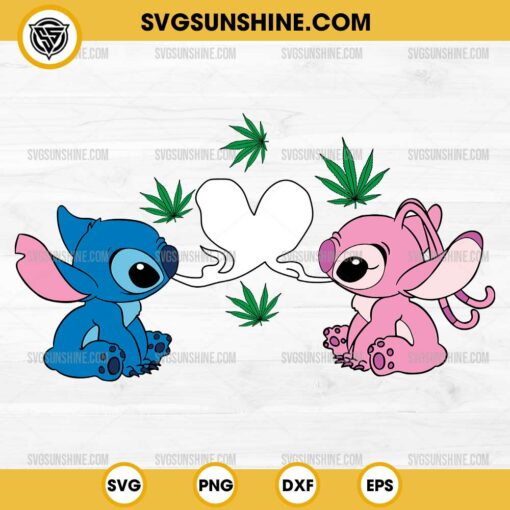 Stitch Stoner Couple SVG, Smoking Lovers SVG, Stitch Smoking Valentine's day SVG