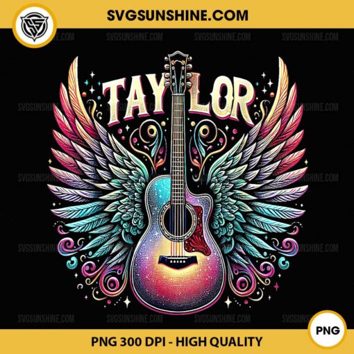 Taylor Swift Guitar with Angel Wings PNG