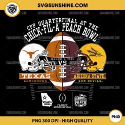 Texas Longhorns vs Arizona State Sun Devils PNG, Peach Bowl 2025 PNG, College Football Playoff PNG