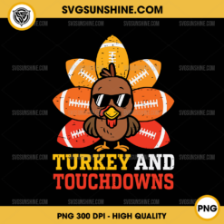 Thanksgiving Turkey And Touchdowns Football PNG File