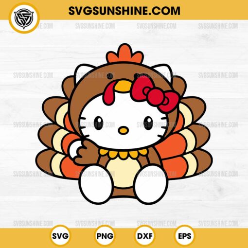 Turkey Hello Kitty SVG, Hello Kitty Fall SVG, Hello Kitty Thanksgiving SVG