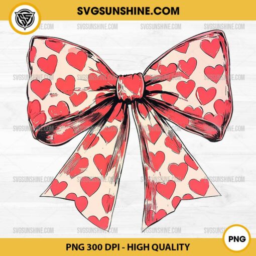 Valentine's day Heart Coquette Bow PNG, Valentine's Bow PNG