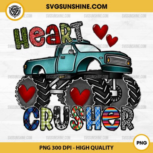 Western Valentine Heart Crusher PNG, Monster Truck Valentine PNG