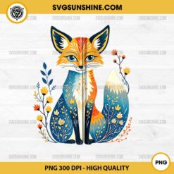 Whimsical Floral Fox PNG, Fox Colorful Nature PNG