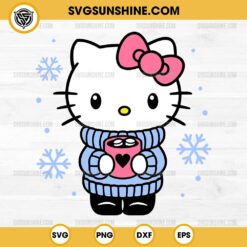 Winter Hello Kitty Hot Chocolate SVG, Christmas Hello Kitty Snowflake SVG