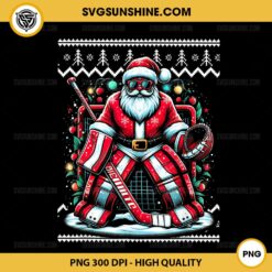 Xmas Santa Hockey Goalie Ugly Christmas Sweater PNG