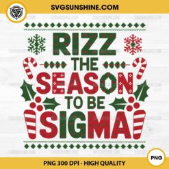 Rizz The Season To Be Sigma Ugly Christmas Sweater PNG