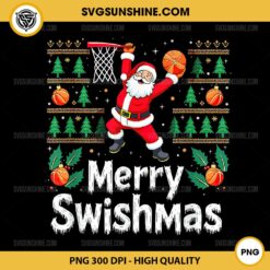 Santa Basketball Merry Swishmas PNG, Xmas Basketball Players PNG