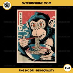 Ramen Japanese Funny Kawaii Monkey PNG, Monkey Eating PNG