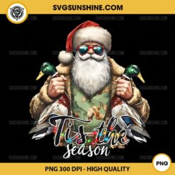 Funny Christmas Hunting PNG, Retro Christmas Santa PNG