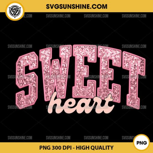 Sweetheart In Pink Glitter PNG, Sweet Heart Valentine's Day PNG