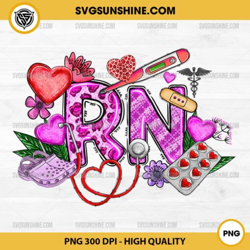 Valentine RN Pink Purple PNG, RN Nurse Sublimation PNG