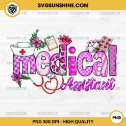 Valentines Medical Assistant With Floral In Purple PNG