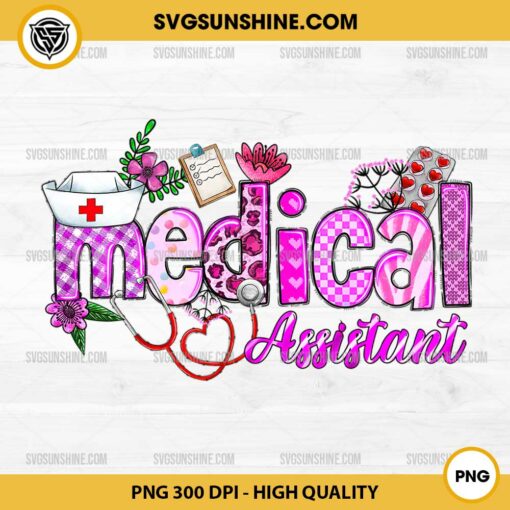 Valentines Medical Assistant With Floral In Purple PNG