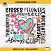 Kisses Flowers Valentine With Heart PNG, XOXO Happy Valentines Day PNG