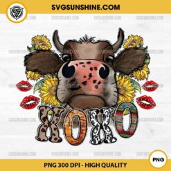 Valentine XOXO Cow With Sunflowers PNG File