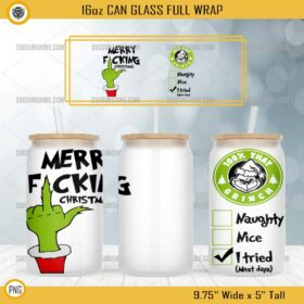 Merry Fucking Christmas 16oz Glass Can PNG