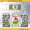 Merry Grinchmas Leopard Print 16oz Can Glass Wrap PNG