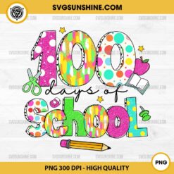 100 Days Of School PNG, Dalmatian Dots Colorful 100th Day of School PNG, Brushstroke 100 Days PNG