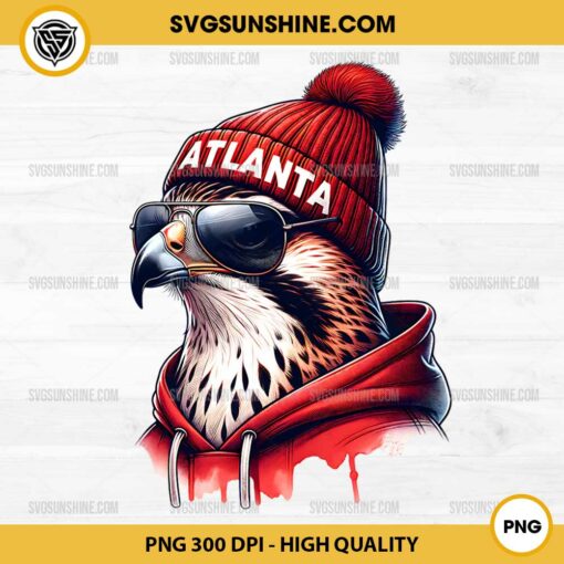 Atlanta Falcons Mascot PNG, Cool Hawk in Red Beanie and Hoodie PNG File