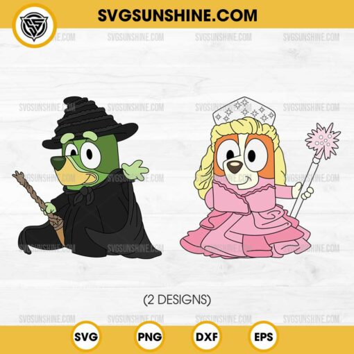 Bluey Wicked 2024 SVG, Elphaba And Glinda SVG, Bluey Elphaba Wicked SVG, Bluey Bingo Glinda Wicked SVG