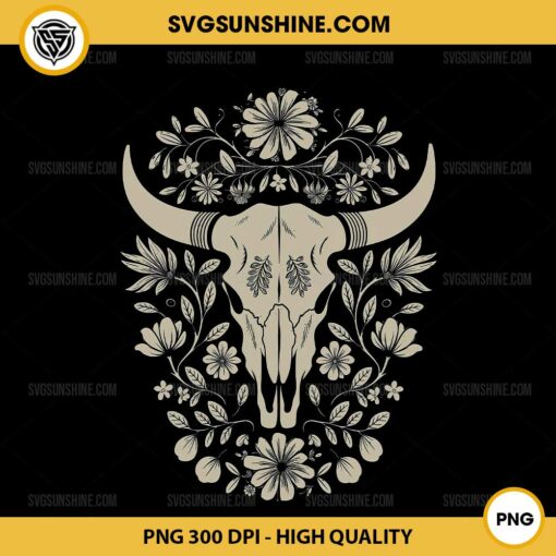 Boho Cow Bull Skull PNG Sublimation