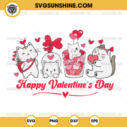 Cat Happy Valentine's Day SVG, Cat Valentine Hearts SVG, Cat Lover SVG, Valentine Cat SVG