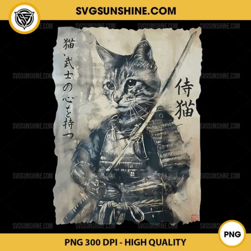 Cat The Samurai PNG, Japanese Samurai PNG