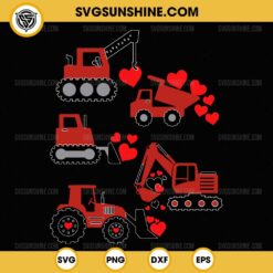 Construction Trucks Hearts Valentine's Day SVG, Valentine boys kids SVG