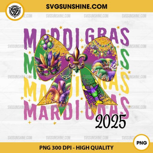 Coquette Bow Mardi Gras 2025 PNG