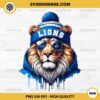 Detroit Lions Football PNG, Detroit Lions Mascot with Beanie and Sunglasses PNG