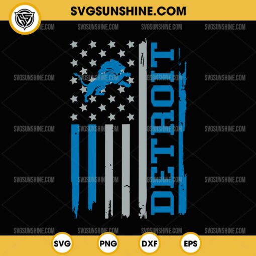 Detroit Lions USA Flag SVG, Detroit Lions Logo SVG, Detroit Lions SVG