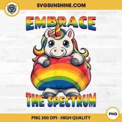 Embrace The Spectrum PNG, Autism Awareness Unicorn PNG