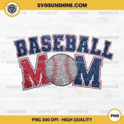 Faux Glitter Baseball Mom PNG, Retro Baseball Mom PNG