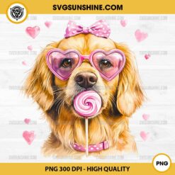 Golden Retriever Sweet Candy PNG, Golden Retriever Dog Valentine PNG