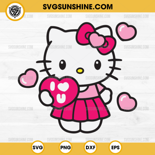 Hello Kitty I Love You Heart SVG, Pink Hello Kitty Valentines Day SVG