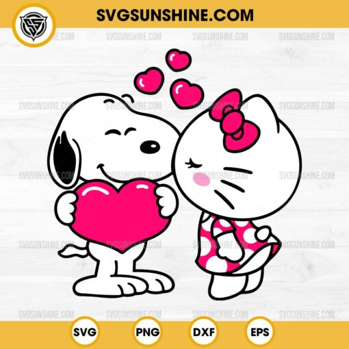 Hello Kitty Kissing Snoopy SVG, Hello Kitty Valentine’s Day SVG