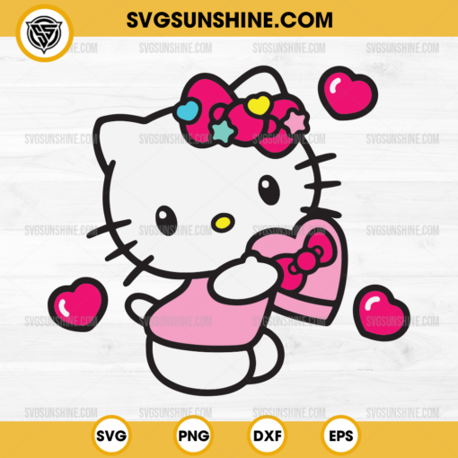 Hello Kitty SVG, Valentines Day SVG, Hello Kitty Heart Valentine SVG