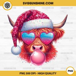 Highland Cow Bubble Valentine PNG, Cow Valentine Day PNG