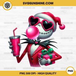 Jack Skellington Blowing Bubble Valentine PNG, Santa Jack Skellington Valentine PNG