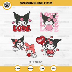 Kuromi SVG Bundle, Love Kuromi Heart SVG, Kuromi And My Melody SVG, Kuromi Valentine SVG