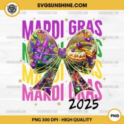 Mardi Gras 2025 PNG, Mardi Gras Coquette Bow PNG File